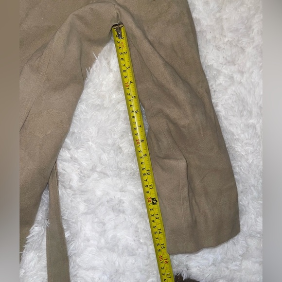 Vintage Gino Rossi for Wilson ultra suede long trench coat tan jacket tie waist - Picture 8 of 9